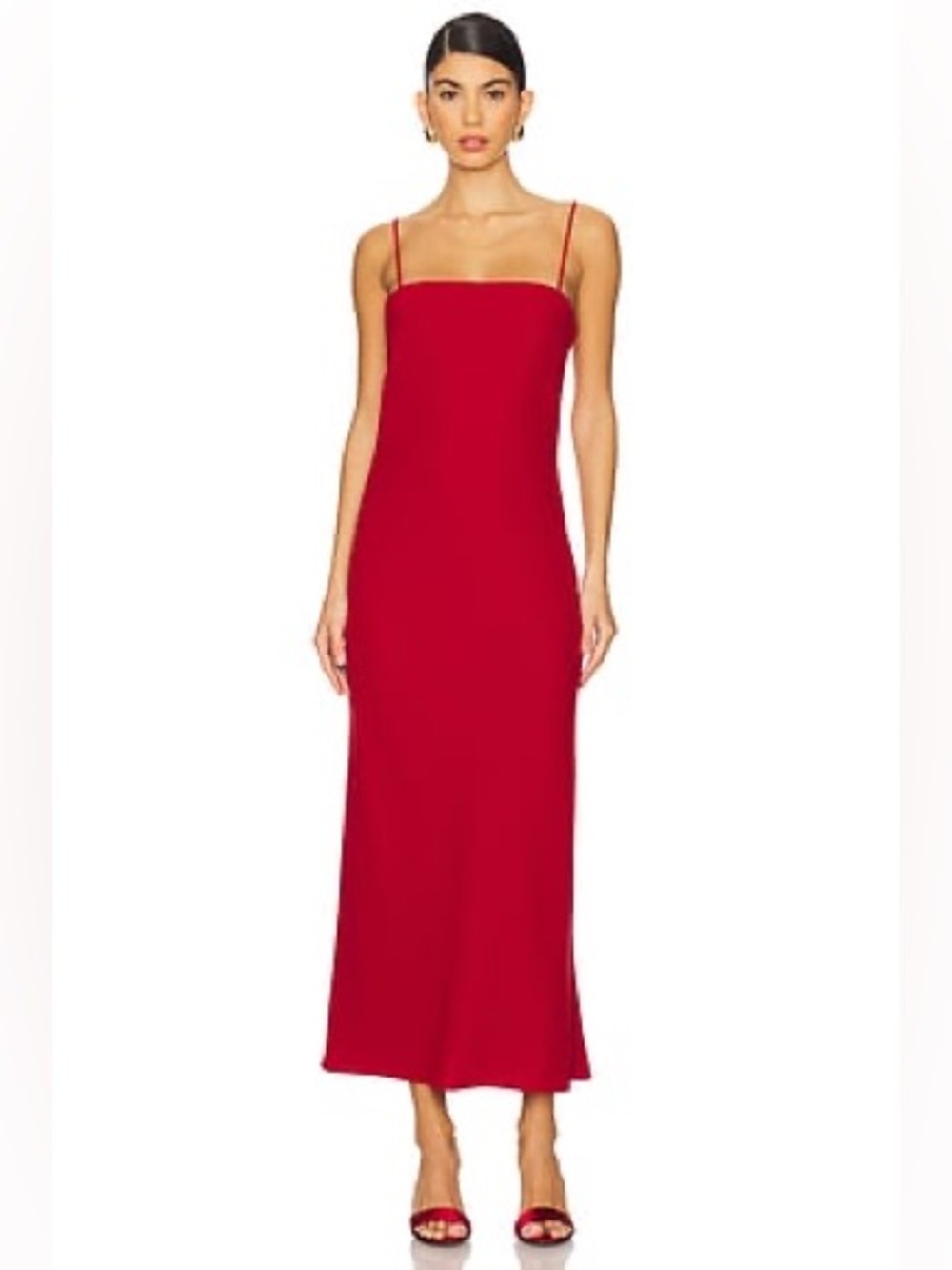 Veronica Beard Mavis Red Slip Maxi Dress with Spaghetti Straps